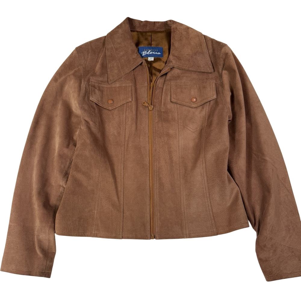 Express Bleus Vintage 90's Mauve Brown Suede Trucker's Jacket